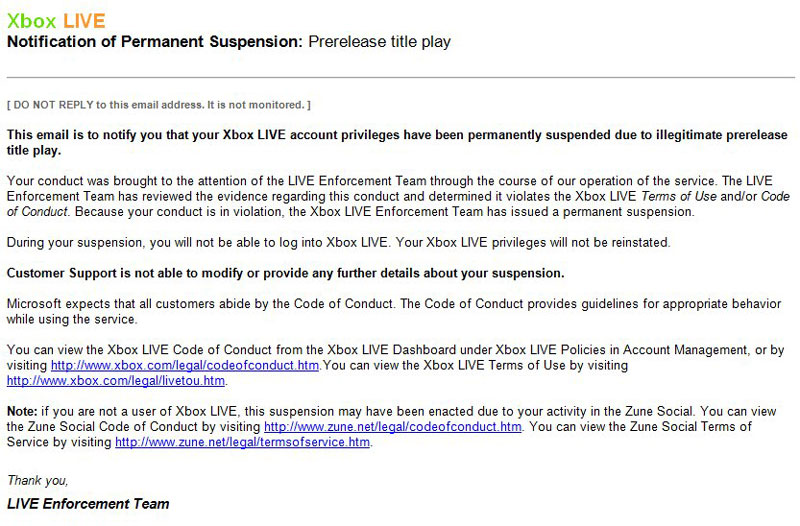 xbox live code of conduct